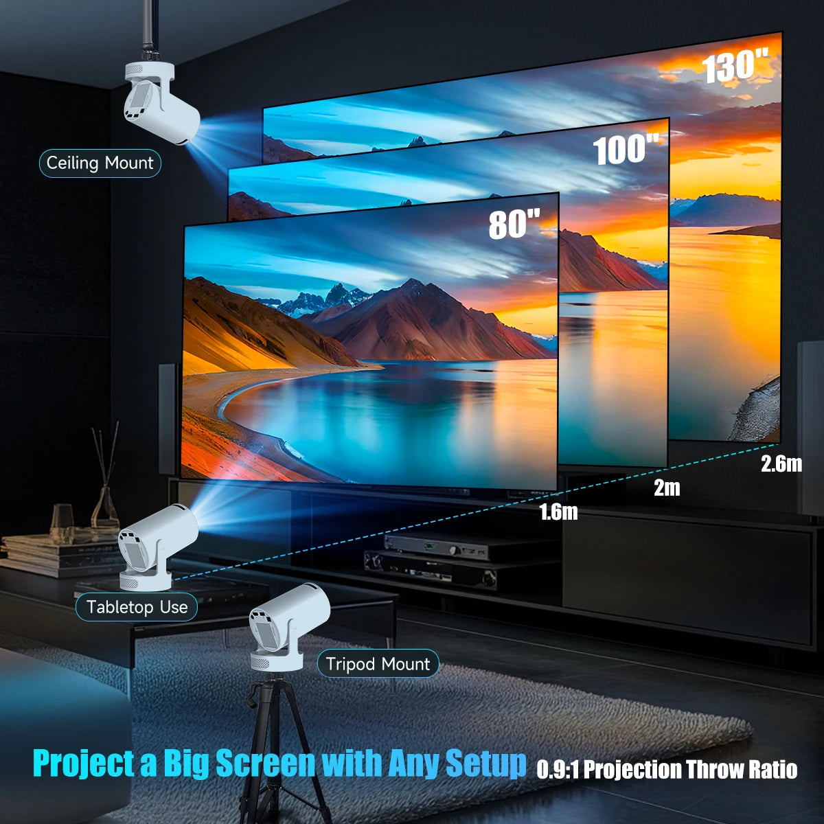 Portable Home Cinema Projector – LED HD 720p with Built-in Speaker