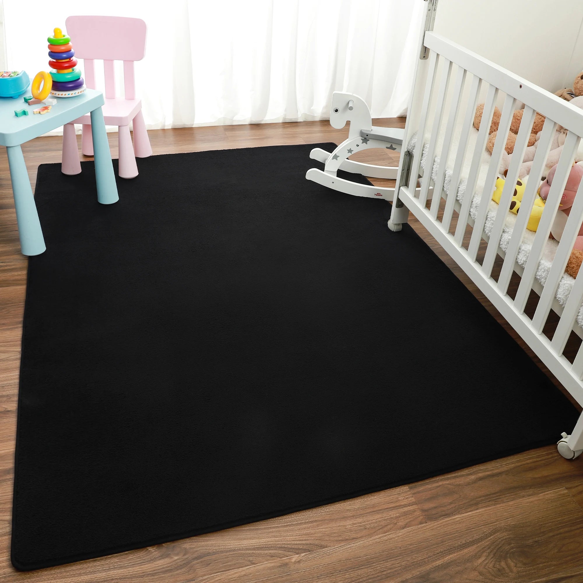 Black Rectangular Rug – Soft, Non-Slip & Comfortable