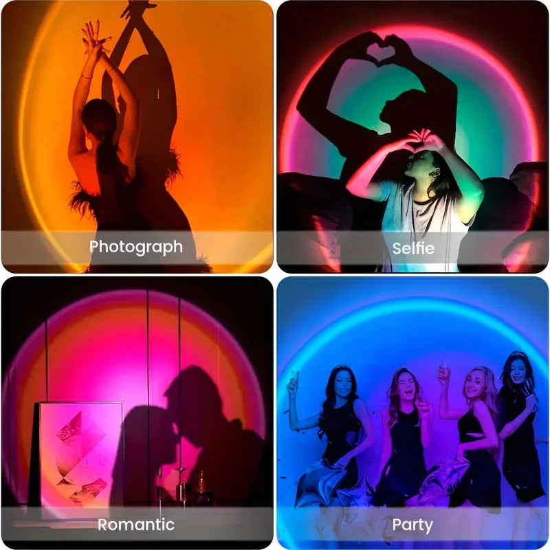 USB LED RGB Sunset Night Light – Remote Control for Room & Photos
