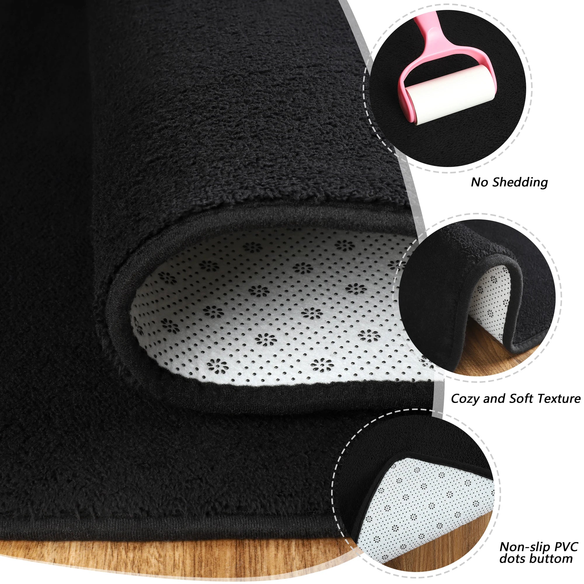 Black Rectangular Rug – Soft, Non-Slip & Comfortable