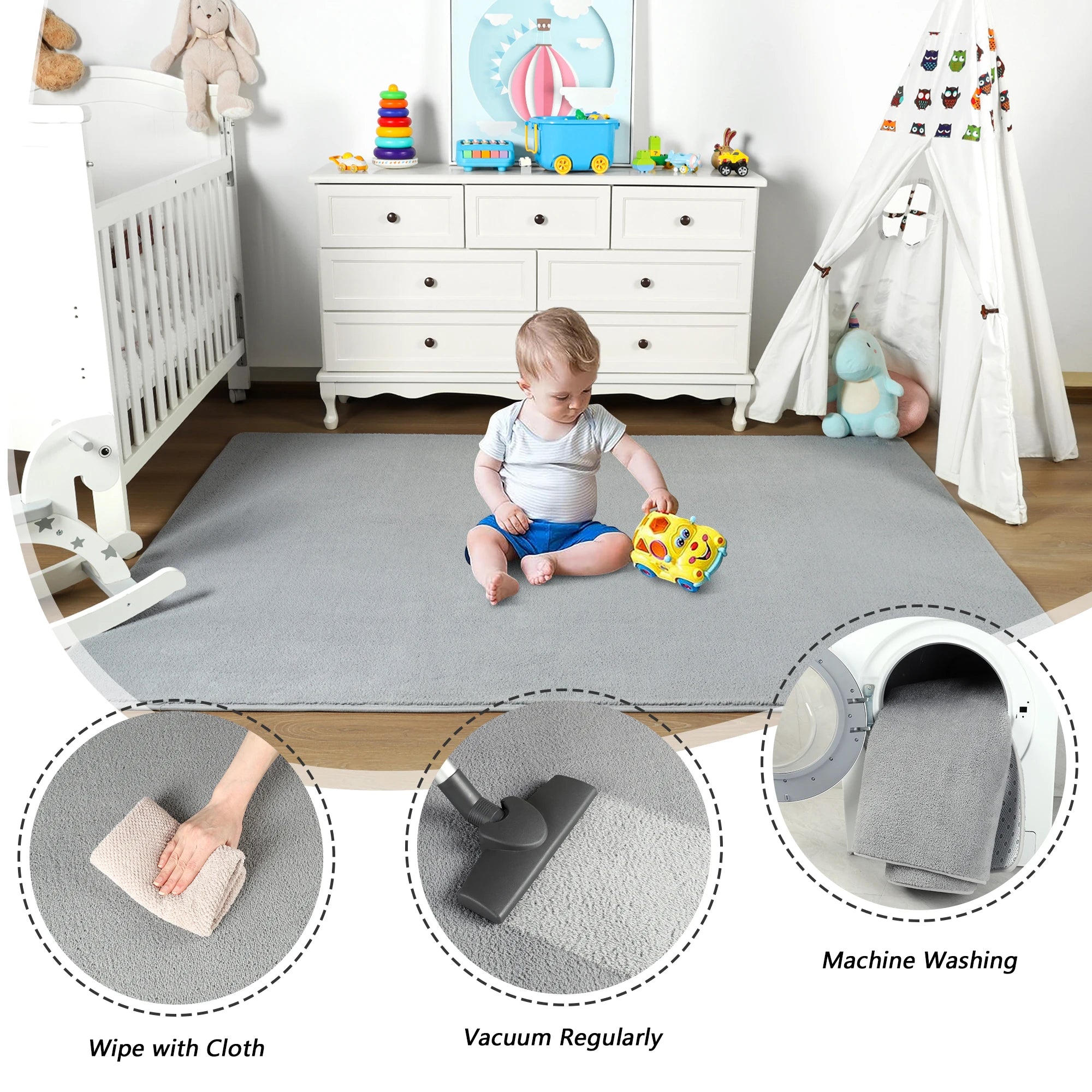 Black Rectangular Rug – Soft, Non-Slip & Comfortable