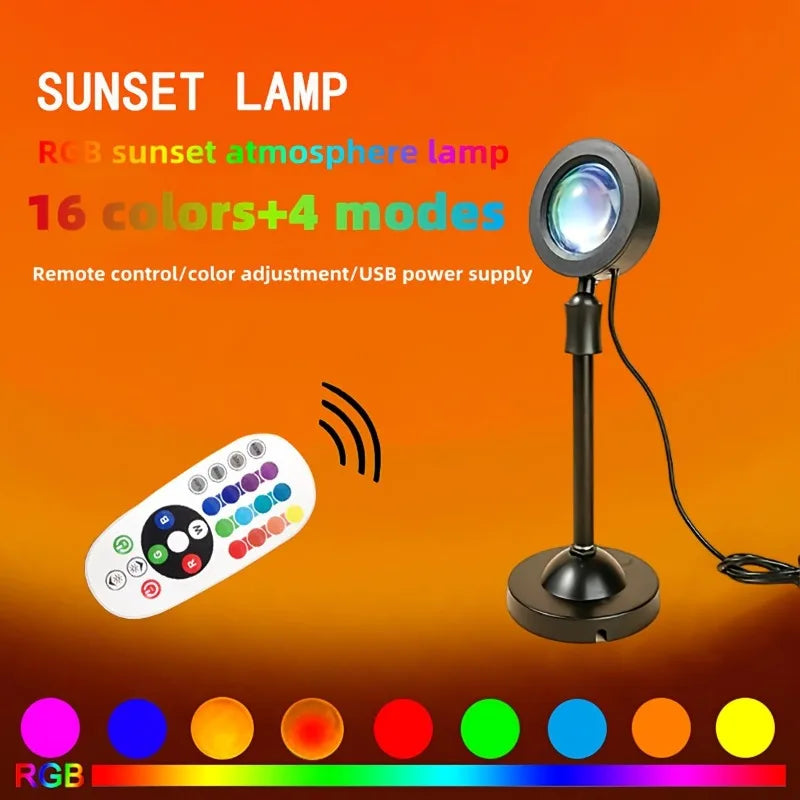 USB LED RGB Sunset Night Light – Remote Control for Room & Photos