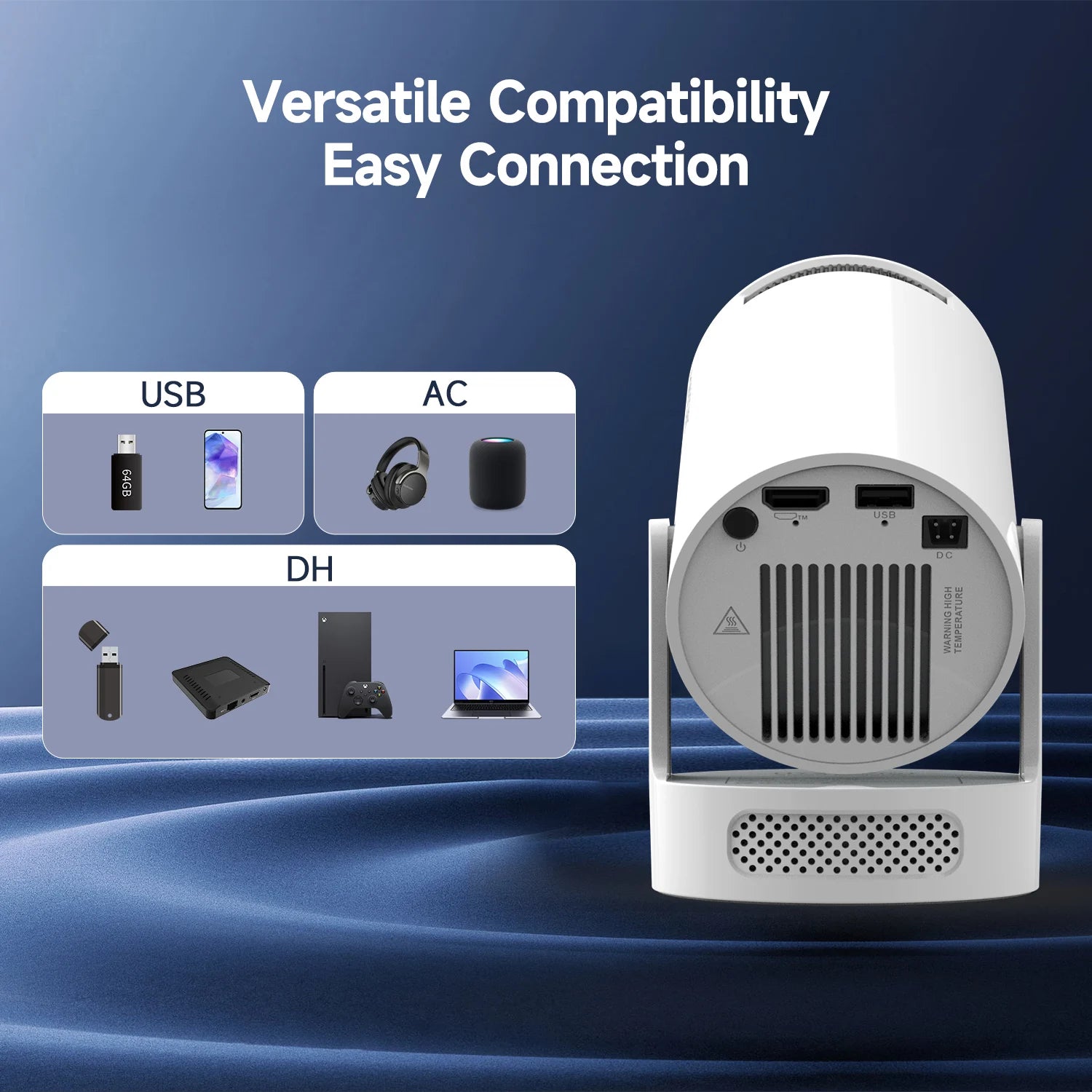 Portable Home Cinema Projector – LED HD 720p with Built-in Speaker