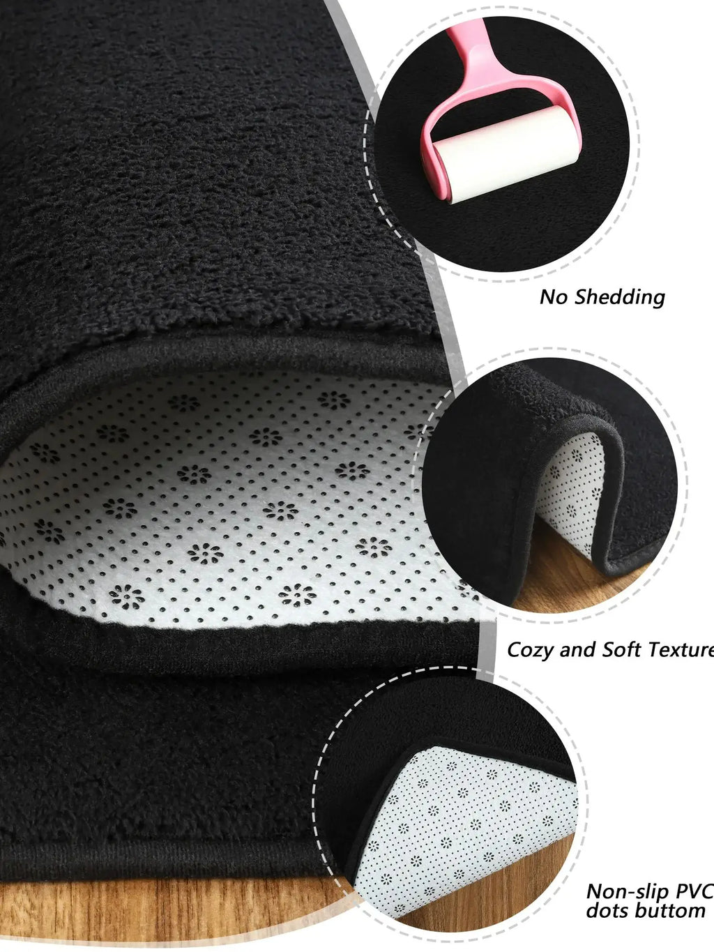 Black Rectangular Rug – Soft, Non-Slip & Comfortable