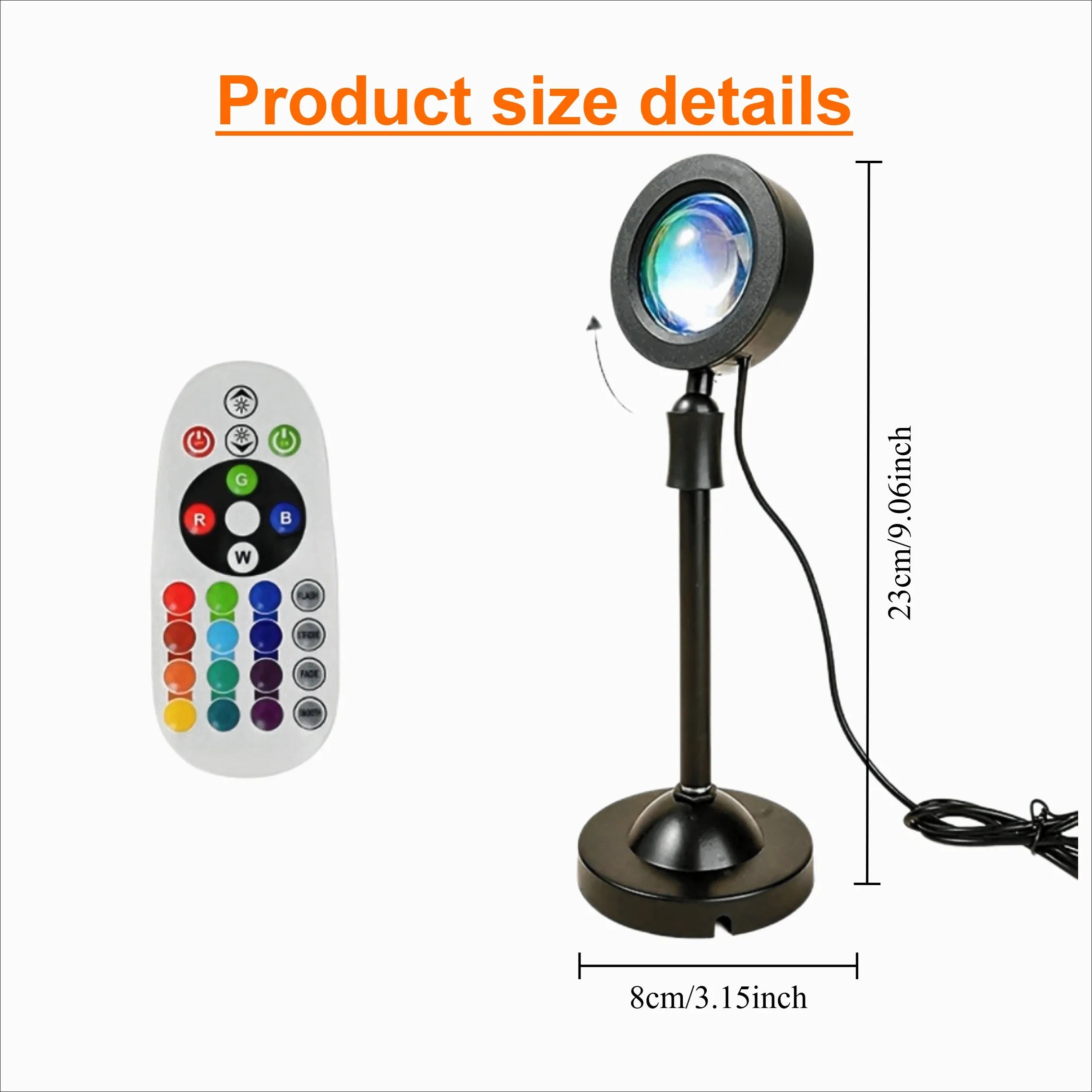 USB LED RGB Sunset Night Light – Remote Control for Room & Photos