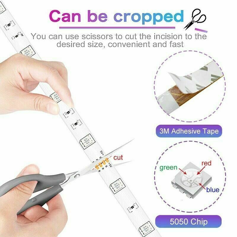 10-20m 5050 RGB LED Strip – Bluetooth, Smartphone Control & Music Sync