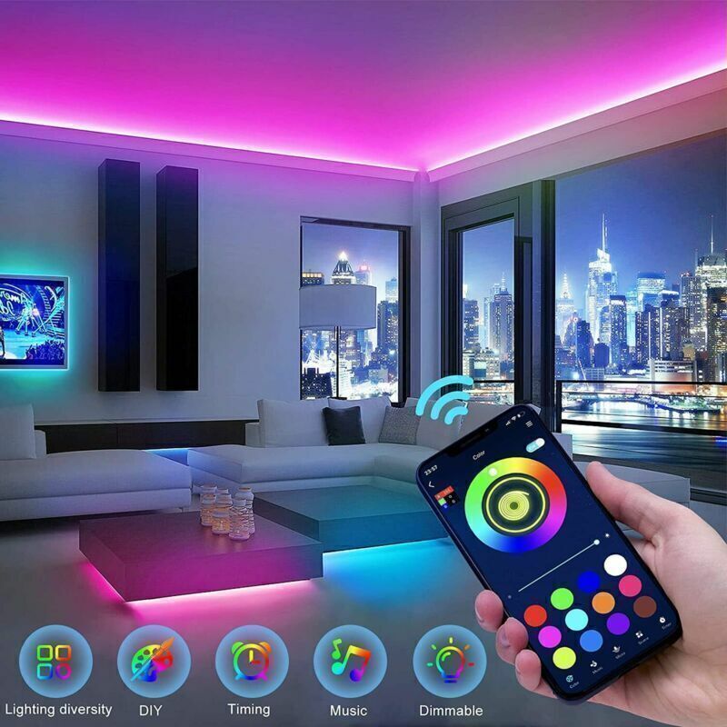 10-20m 5050 RGB LED Strip – Bluetooth, Smartphone Control & Music Sync